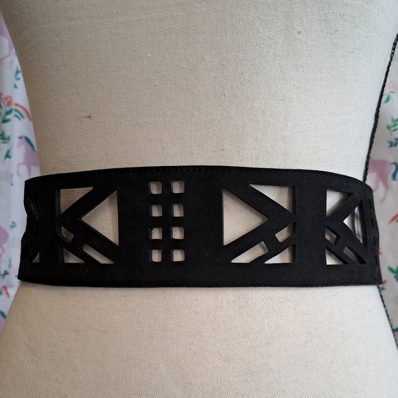 EUC Sass & Bide Black Suede Business Casual Everyday Goth Moto Indie Belt SZ 40 main image 5